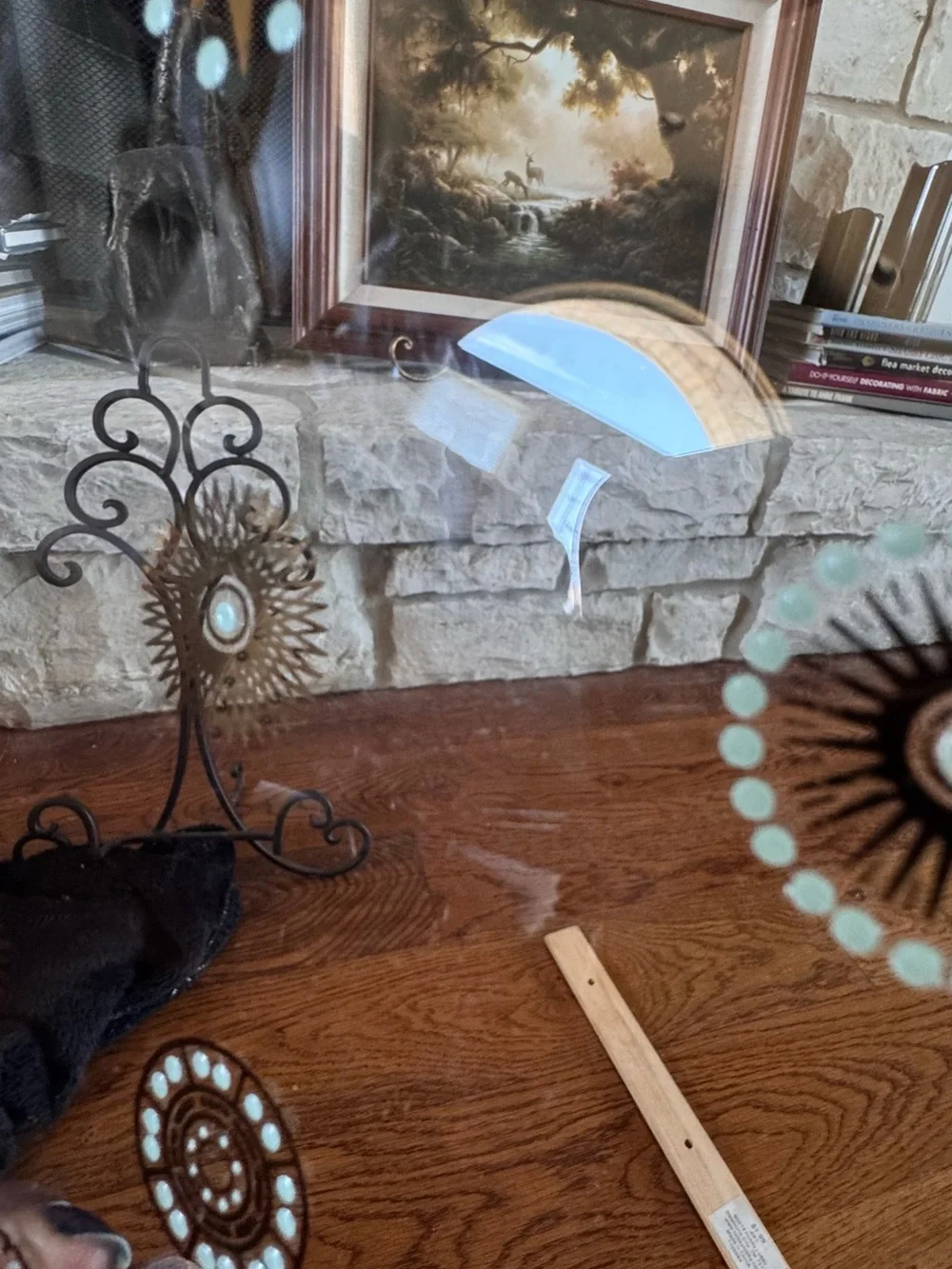 Mid Century Modern Glass Over Starburst Platter